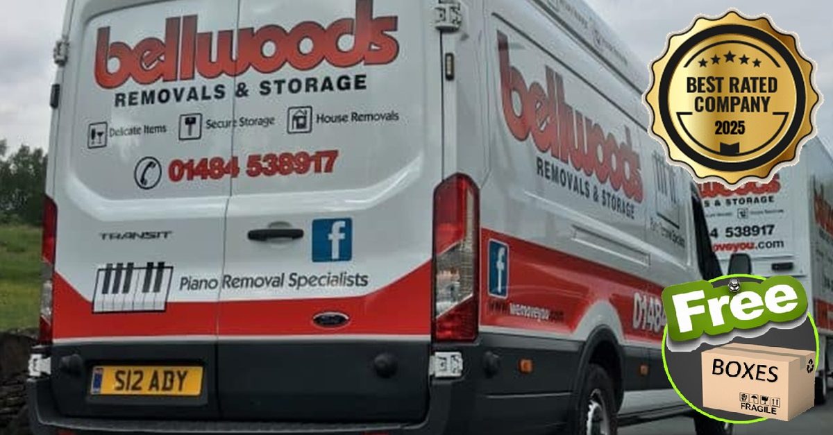 Bellwoods Removals van — Piano Removal Specialists — parked on a Yorkshire lane
